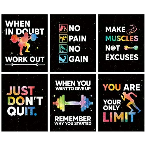 Hlniuc Motivational Gym Wall Art 6-Piece Set: $16.19 Hlniuc Motivational Gym Wall Art 6-Piece Set: $16.19