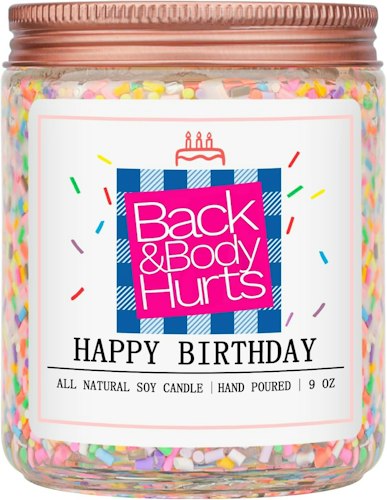 Back & Body Hurts Happy Birthday Candle for $13 + free shipping w/ Prime