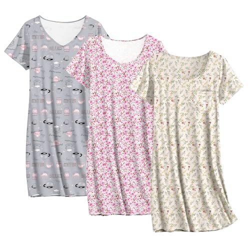 Ekouaer Cotton Sleepshirt 3-Pack: $29.99