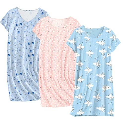 Ekouaer Cotton Sleepshirt 3-Pack: $29.99 Ekouaer Cotton Sleepshirt 3-Pack: $29.99