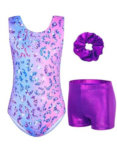 Jinhiteam Girls' Gymnastics Leotard and Shorts 3-Piece Set: $19.99 Jinhiteam Girls' Gymnastics Leotard and Shorts 3-Piece Set: $19.99