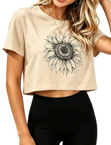 Women's Sunflower Crop Top: $9.98 Women's Sunflower Crop Top: $9.98