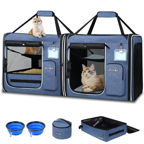 Petskd 2-in-1 Double Cat Car Travel Carrier with Litter Box: $118.97 Petskd 2-in-1 Double Cat Car Travel Carrier with Litter Box: $118.97