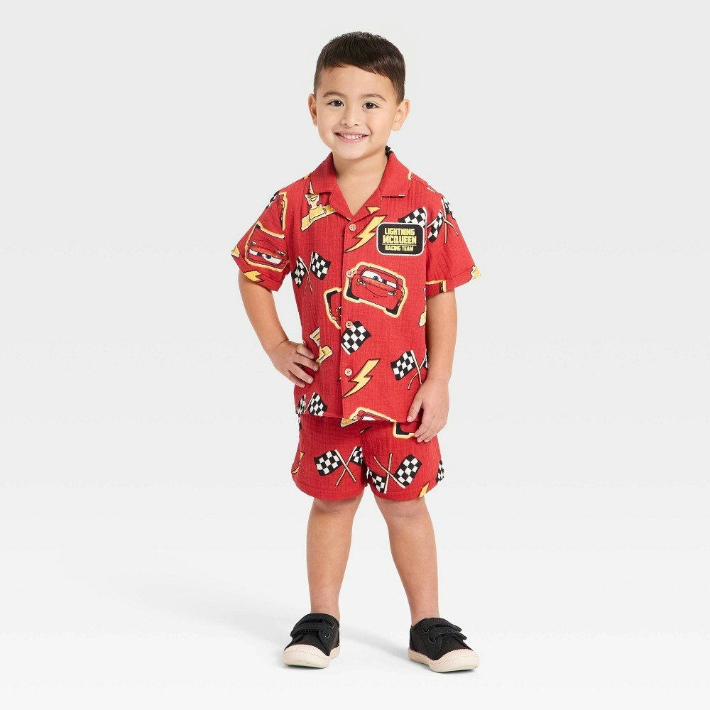 Toddler Boys' Disney Cars Lightning McQueen 2-Piece Shirt and Shorts Set: $14