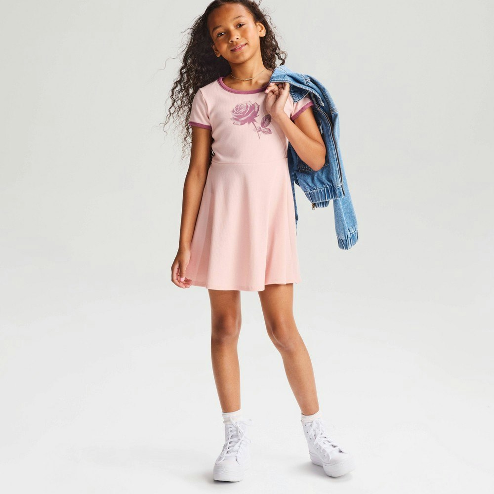 Cat & Jack Girls' Short Sleeve Rose Knit Skater Dress: $12 Cat & Jack Girls' Short Sleeve Rose Knit Skater Dress: $12