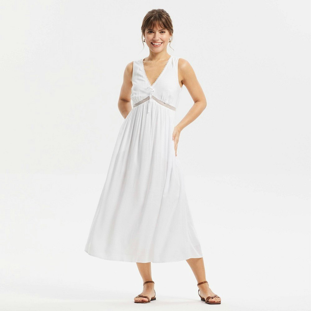 Women's Lace Trim Midi Dress: $42 Women's Lace Trim Midi Dress: $42