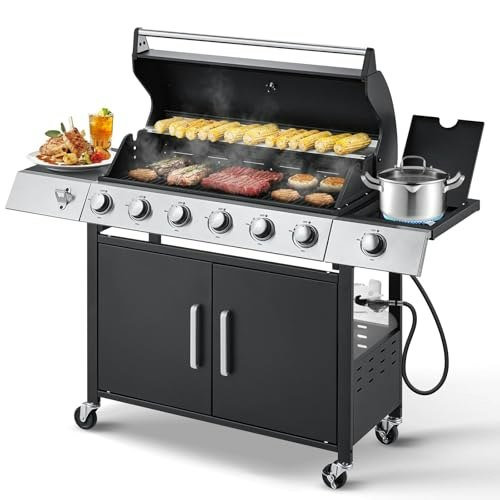 Uphyb 6-Burner 60,000 BTU Propane Grill with Side Burner: $288.99 Uphyb 6-Burner 60,000 BTU Propane Grill with Side Burner: $288.99