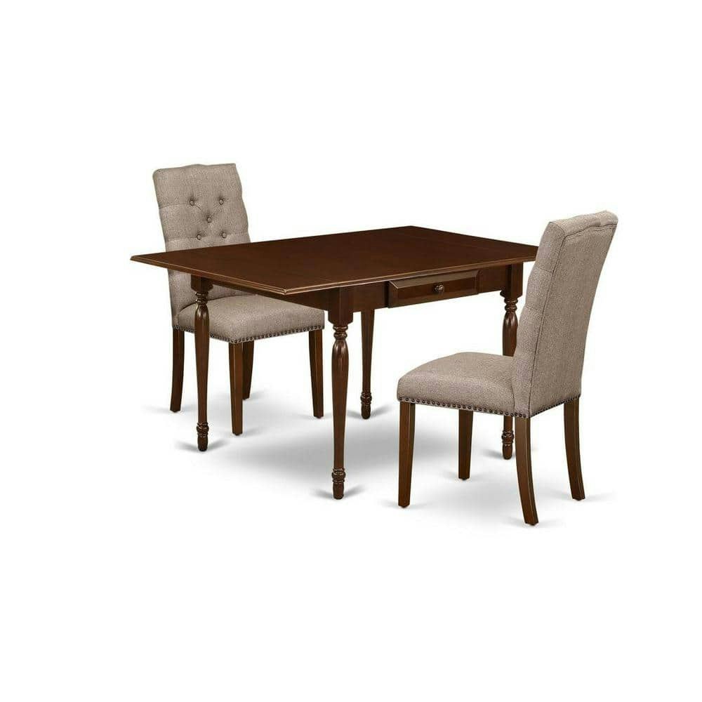 3-Piece Mahogany Finish Dropleaf Dining Table Set: $458.35 3-Piece Mahogany Finish Dropleaf Dining Table Set: $458.35