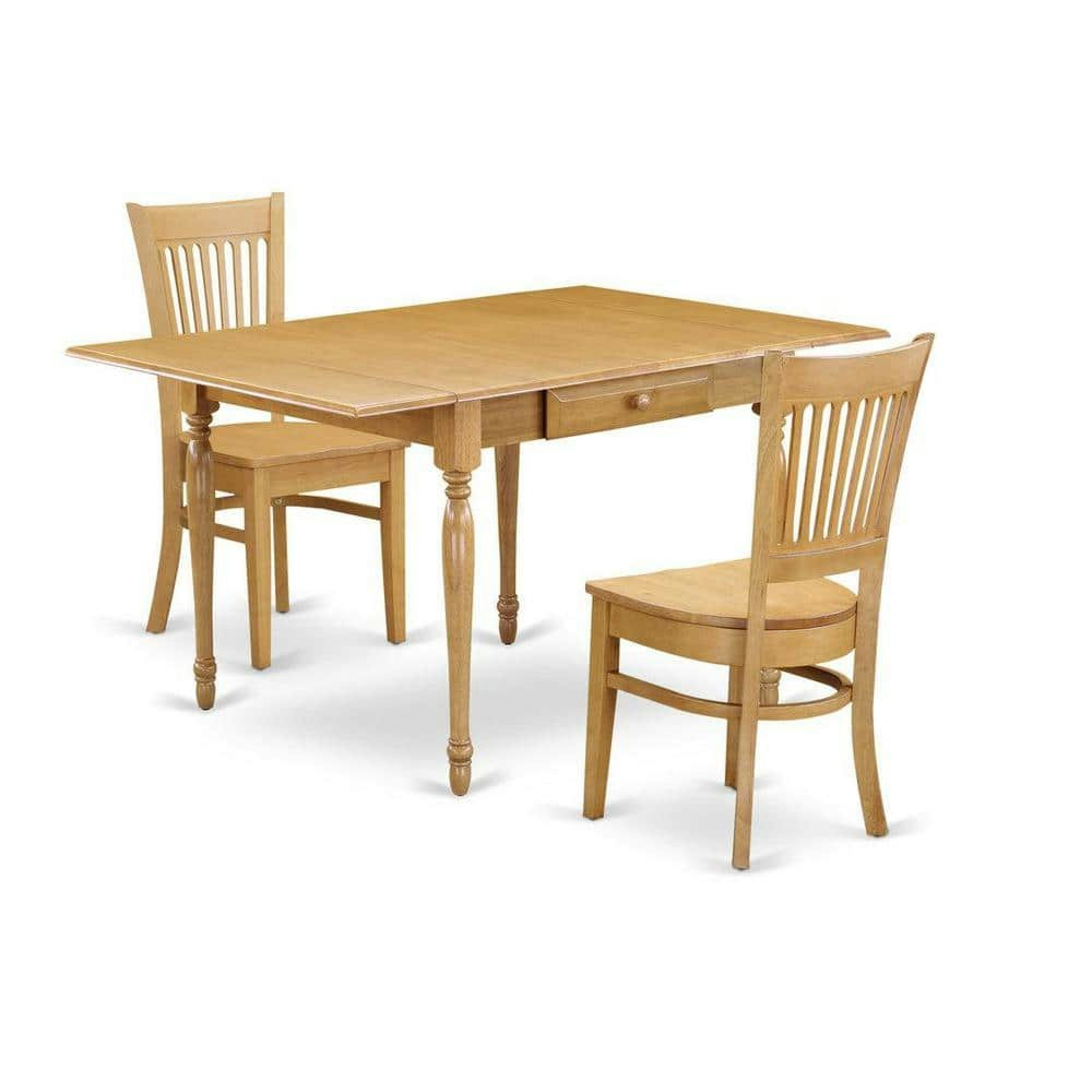 3-Piece Natural Oak Wood Dropleaf Dining Table Set: $408.14 3-Piece Natural Oak Wood Dropleaf Dining Table Set: $408.14