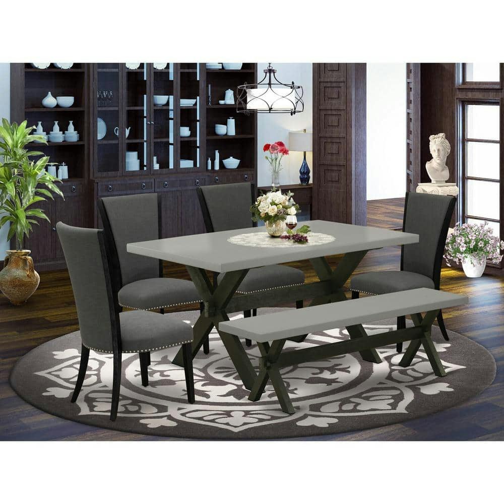 6-Piece Natural Oak Wood Dining Set with Bench and 4 Chairs: $777.80 6-Piece Natural Oak Wood Dining Set with Bench and 4 Chairs: $777.80