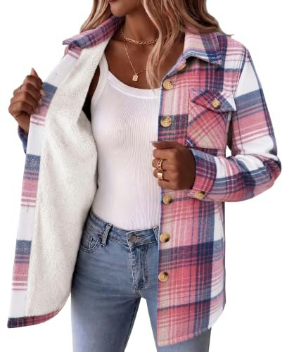 Zeagoo Women's Plaid Sherpa Flannel Shacket: $31.99 Zeagoo Women's Plaid Sherpa Flannel Shacket: $31.99