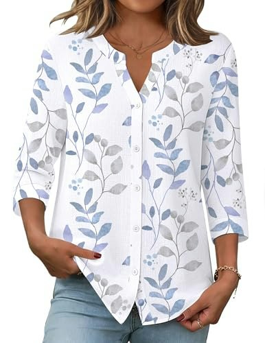 Zeagoo Women's Cotton Linen Floral Button-Up Shirt: $25.49 Zeagoo Women's Cotton Linen Floral Button-Up Shirt: $25.49