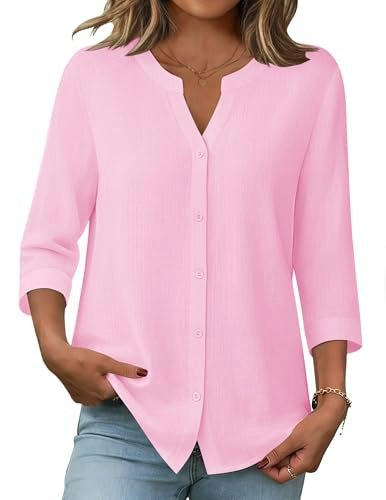 Zeagoo Women's Oversized Cotton Linen Button Down Blouse: $17.99