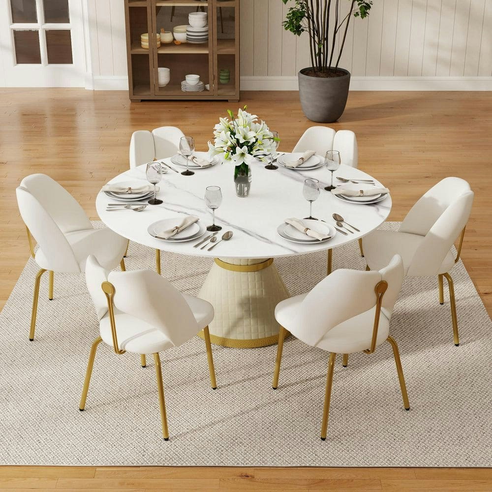 59-Inch Sintered Stone Round Pedestal Dining Table: $998.55 59-Inch Sintered Stone Round Pedestal Dining Table: $998.55