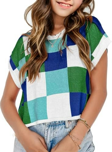 Girls Cap Sleeve Colorblock Crop Sweater: $16.98 Girls Cap Sleeve Colorblock Crop Sweater: $16.98
