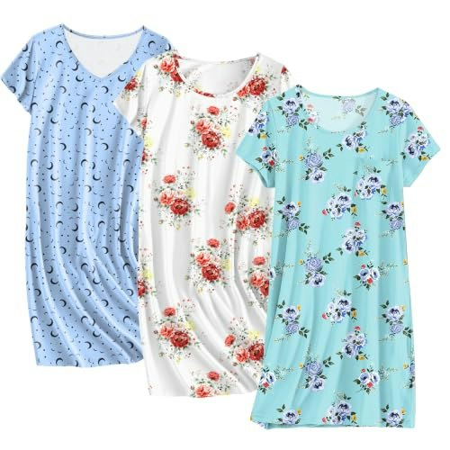 Ekouaer Cotton Sleepshirt 3-Pack: $29.99 Ekouaer Cotton Sleepshirt 3-Pack: $29.99