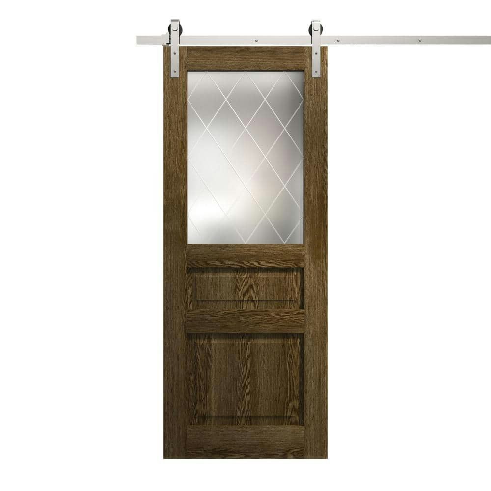 36" x 84" Frosted Glass and Oak Barn Door with Hardware: $1,019.60 36" x 84" Frosted Glass and Oak Barn Door with Hardware: $1,019.60