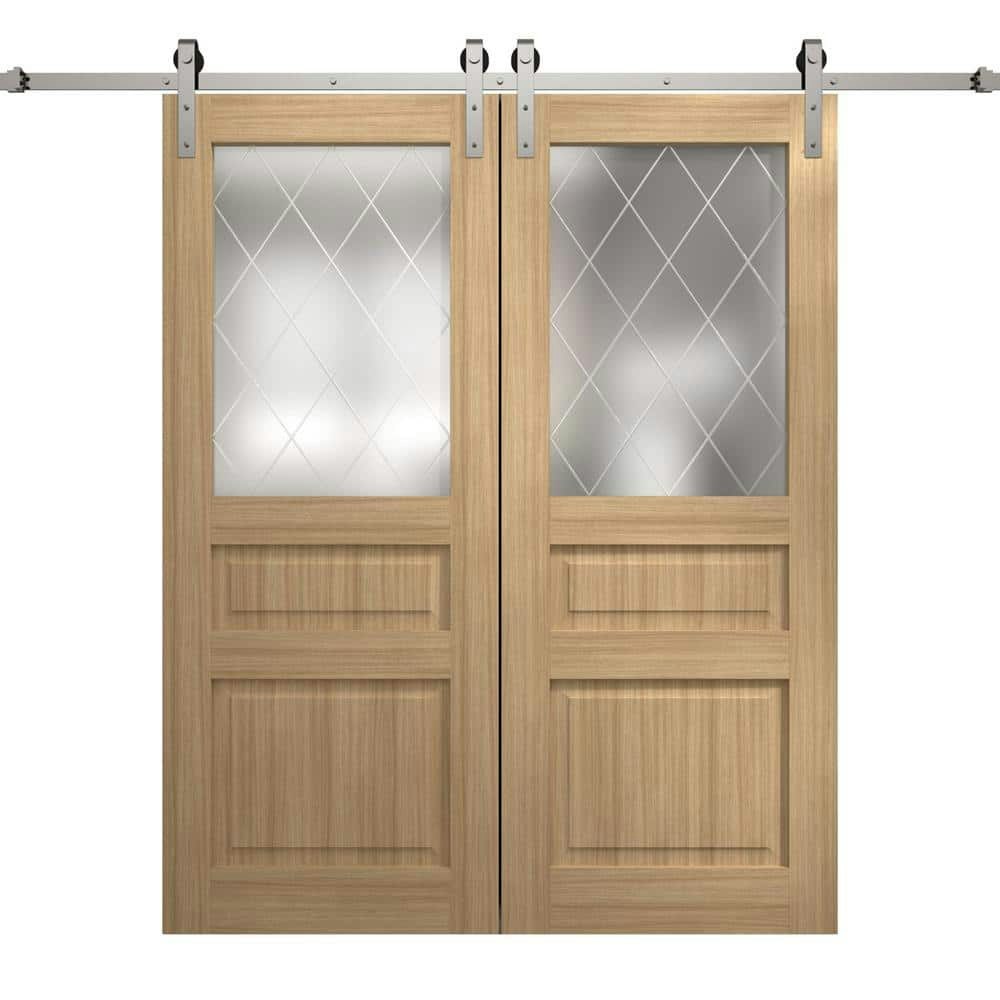 64 x 80-Inch Frosted Glass and Oak Double Barn Door with Hardware: $1,460.78 64 x 80-Inch Frosted Glass and Oak Double Barn Door with Hardware: $1,460.78