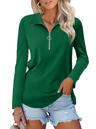 Ticticmiss Women's Quarter-Zip Long-Sleeve Polo Shirt: $14.99 Ticticmiss Women's Quarter-Zip Long-Sleeve Polo Shirt: $14.99