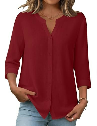 Zeagoo Women's Linen Button Down Elbow-Sleeve Shirt: $18.98 Zeagoo Women's Linen Button Down Elbow-Sleeve Shirt: $18.98