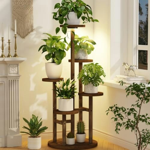 Laszola 5-Tier Indoor Wooden Plant Stand with Lights: $33.15 Laszola 5-Tier Indoor Wooden Plant Stand with Lights: $33.15
