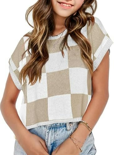 Girls' Colorblock Cap Sleeve Crop Sweater: $16.98 Girls' Colorblock Cap Sleeve Crop Sweater: $16.98
