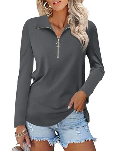 Ticticmiss Women's Quarter-Zip Long-Sleeve Polo Shirt: $19.53 Ticticmiss Women's Quarter-Zip Long-Sleeve Polo Shirt: $19.53