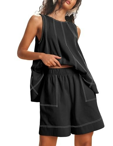 Tomosc Women's 2-Piece Sleeveless Tank Top and Shorts Lounge Set: $29.98