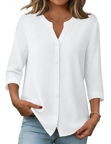 Zeagoo Women's Linen 3/4 Sleeve Button-Down Shirt: $17.98 Zeagoo Women's Linen 3/4 Sleeve Button-Down Shirt: $17.98