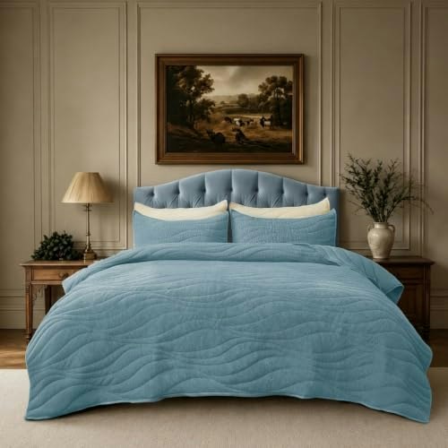 Down Home Crinkle Textured Velvet California King Quilt Set: $65.02