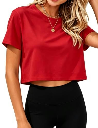 Women's Short Sleeve Round Neck Crop Top: $9.99
