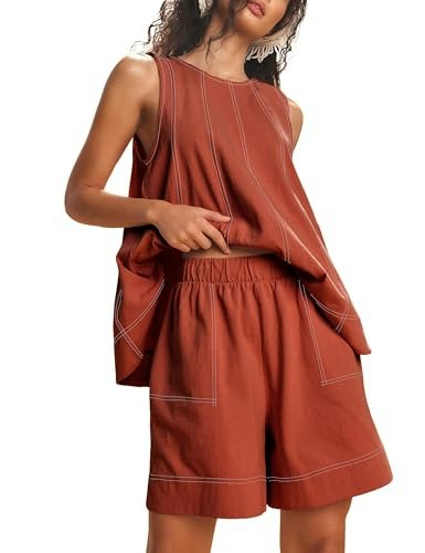 Tomosc Women's 2-Piece Sleeveless Tank Top and Shorts Lounge Set: $29.98 Tomosc Women's 2-Piece Sleeveless Tank Top and Shorts Lounge Set: $29.98
