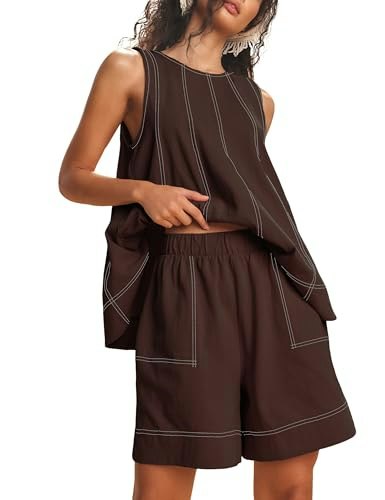 Tomosc Women's 2-Piece Sleeveless Tank and Shorts Lounge Set: $29.99 Tomosc Women's 2-Piece Sleeveless Tank and Shorts Lounge Set: $29.99