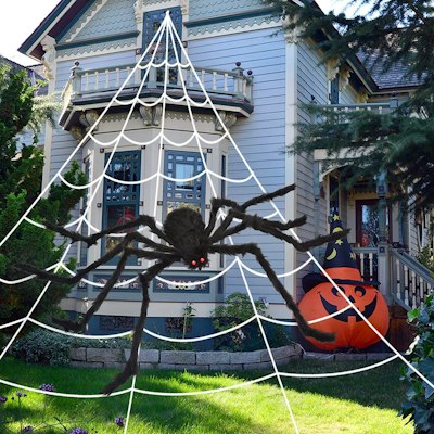 200" Spider Web w/ 59" Giant Decoration for $10 + free shipping w/ Prime