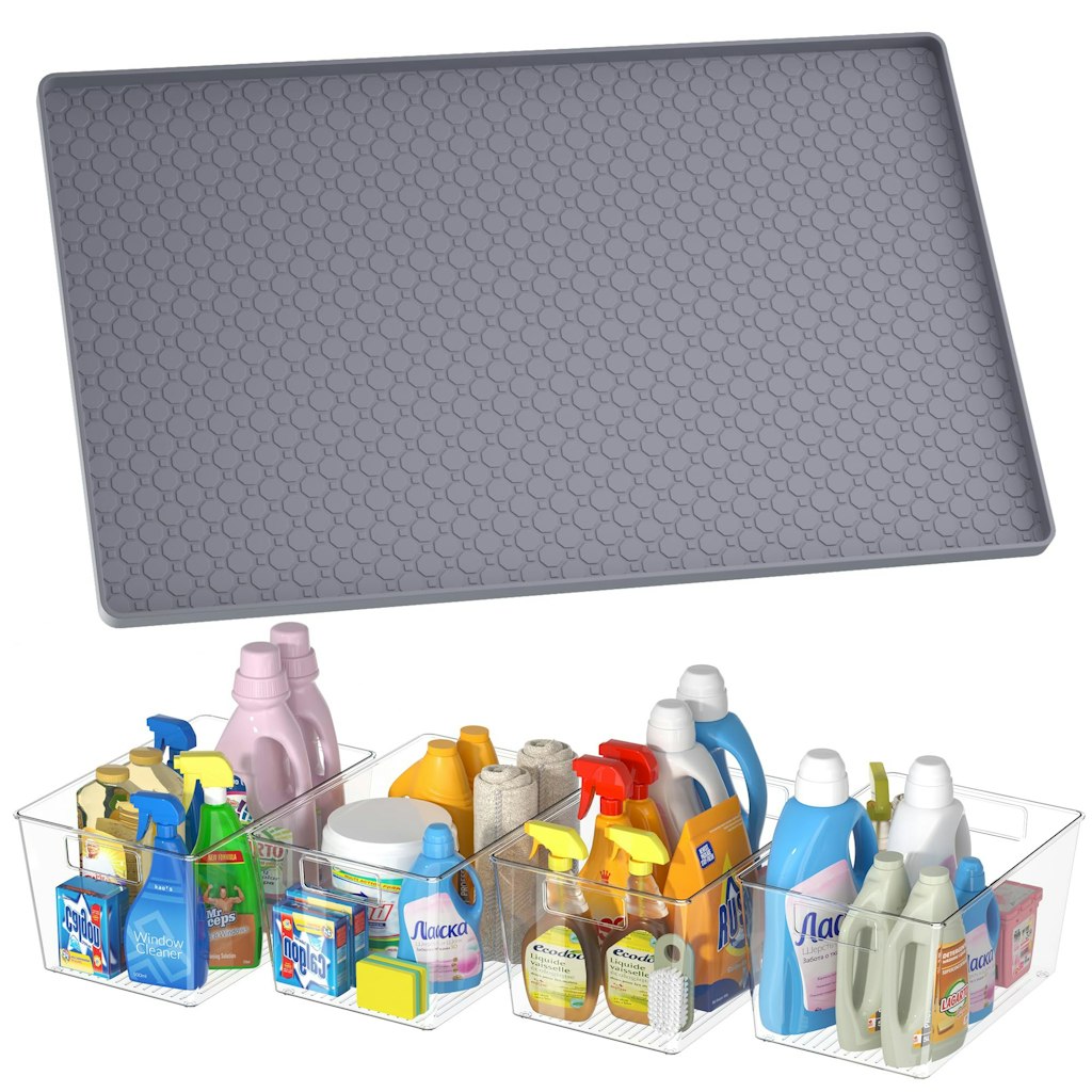 Waterproof Under Sink Mat w/ 4 Storage Bins Set: $15