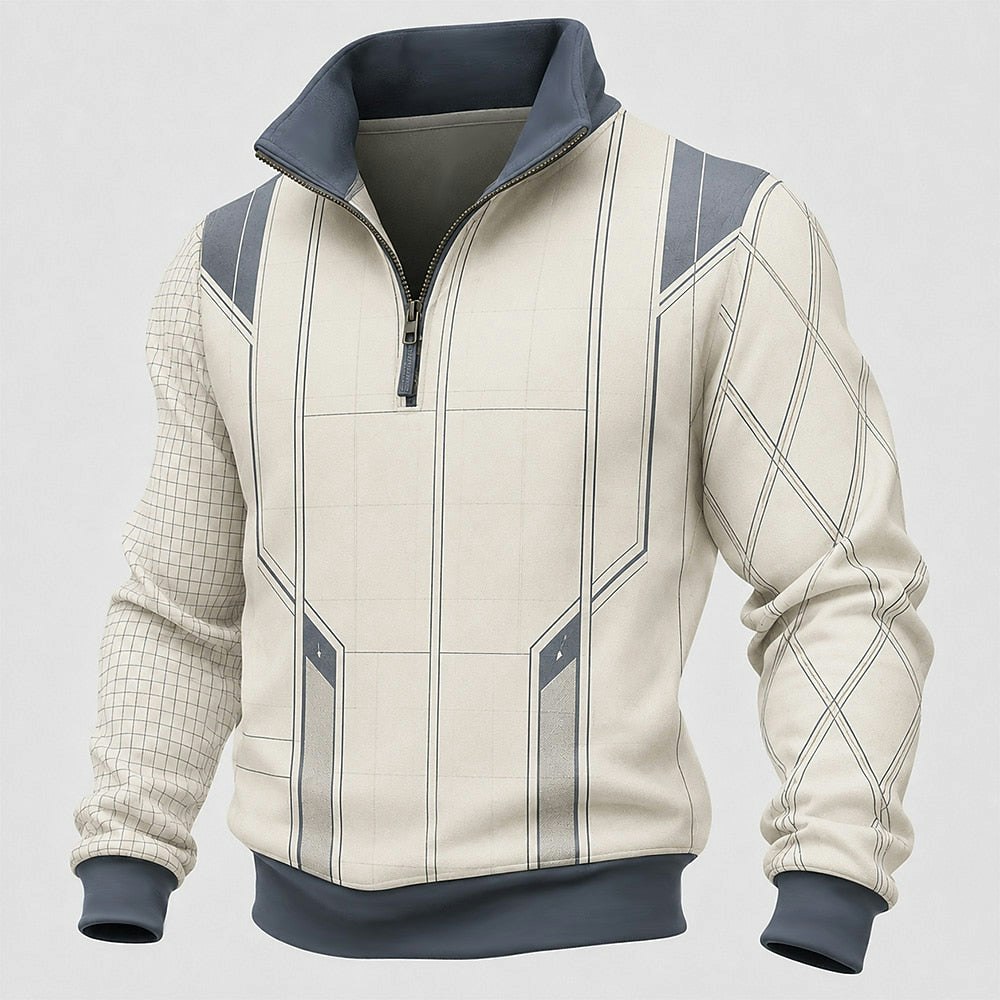Men's Geometric Zipped Sweatshirt: $15