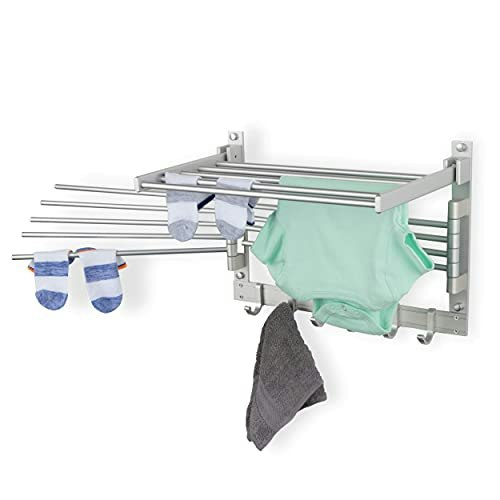 Brightmaison Wall-Mounted Laundry Drying Rack with Hooks and Swing Arms: $69.99 Brightmaison Wall-Mounted Laundry Drying Rack with Hooks and Swing Arms: $69.99