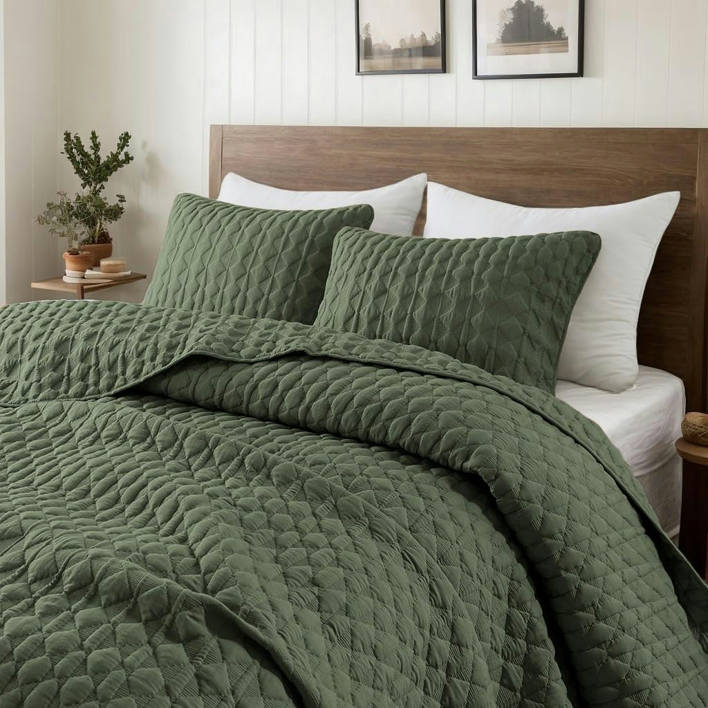 Olive Green Twin Quilt Bedding Set: $29