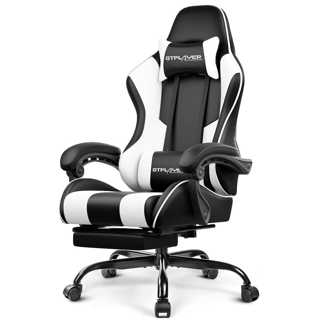 Gaming Chair w/ Footrest & Lumbar Support: $85