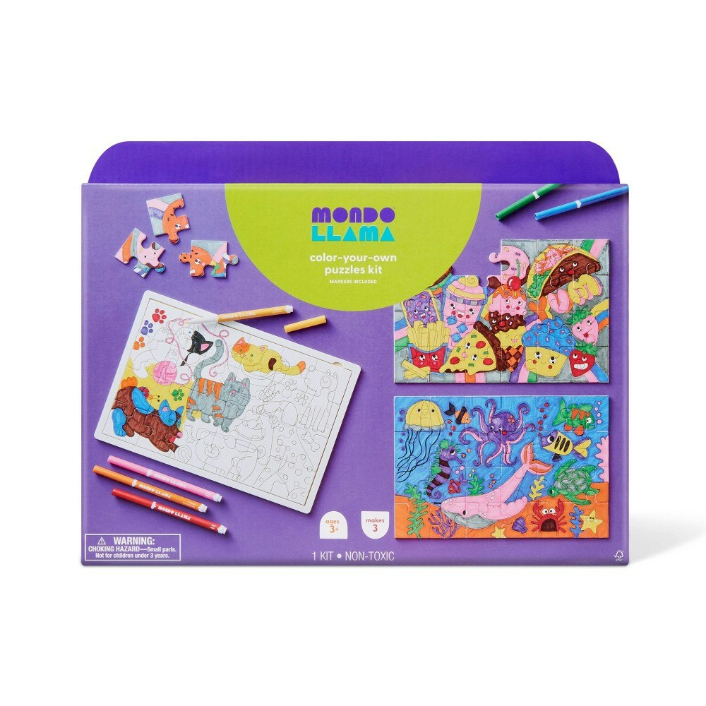 Mondo Llama Color-Your-Own Puzzle Craft Kit 3-Pack: $10
