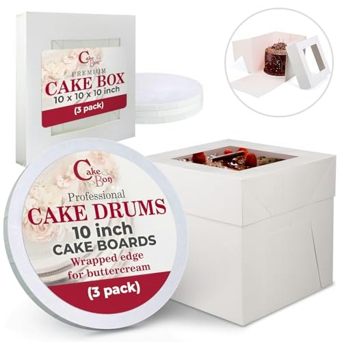 Cakebon 10-Inch Round Cake Box and Board 3-Pack: $22.11 Cakebon 10-Inch Round Cake Box and Board 3-Pack: $22.11