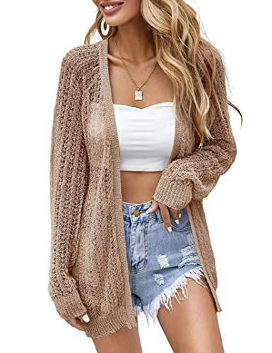 Women's Crochet Open Front Cardigan: $23.99