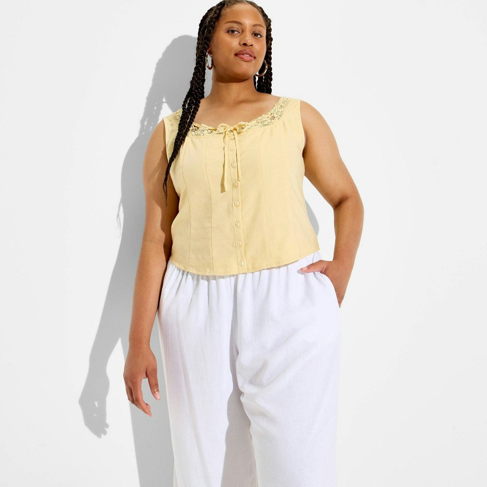 Wild Fable Women's Button-Front Lace Trim Tank Top: $15 Wild Fable Women's Button-Front Lace Trim Tank Top: $15
