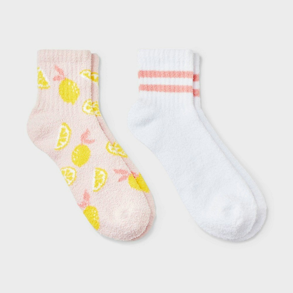 Women's Lemon Cozy Quarter Crew Socks 2-Pack: $8 Women's Lemon Cozy Quarter Crew Socks 2-Pack: $8