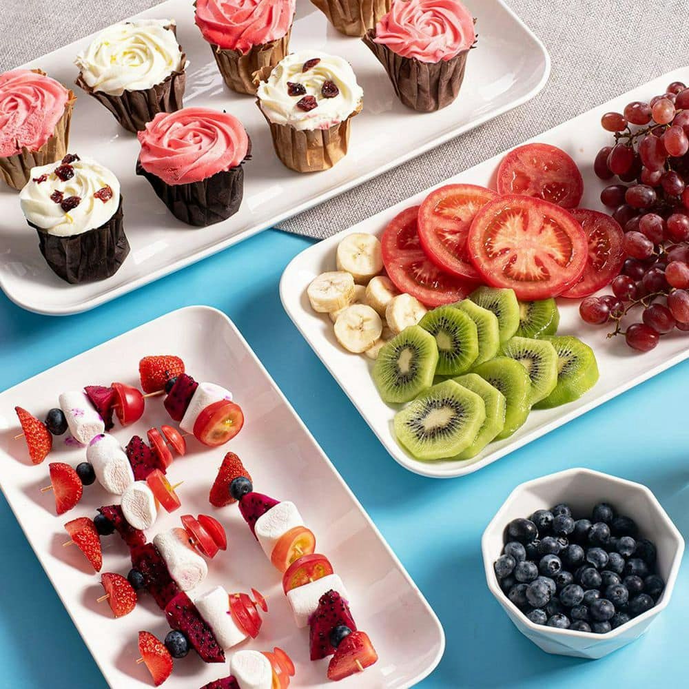 White Ceramic Rectangular Serving Platter 3-Pack: $111.14