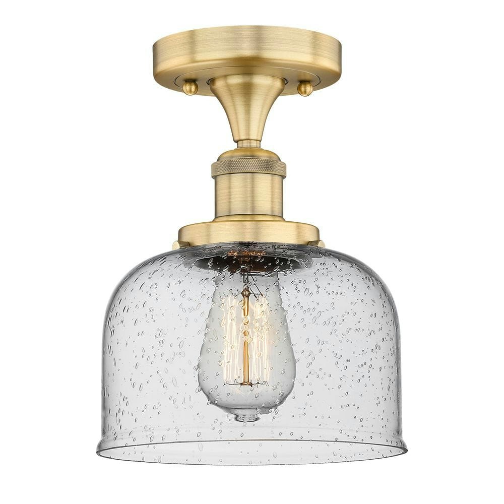 Bell 7.75-Inch 1-Light Brushed Brass Art Nouveau Semi-Flush Mount: $119.33 Bell 7.75-Inch 1-Light Brushed Brass Art Nouveau Semi-Flush Mount: $119.33