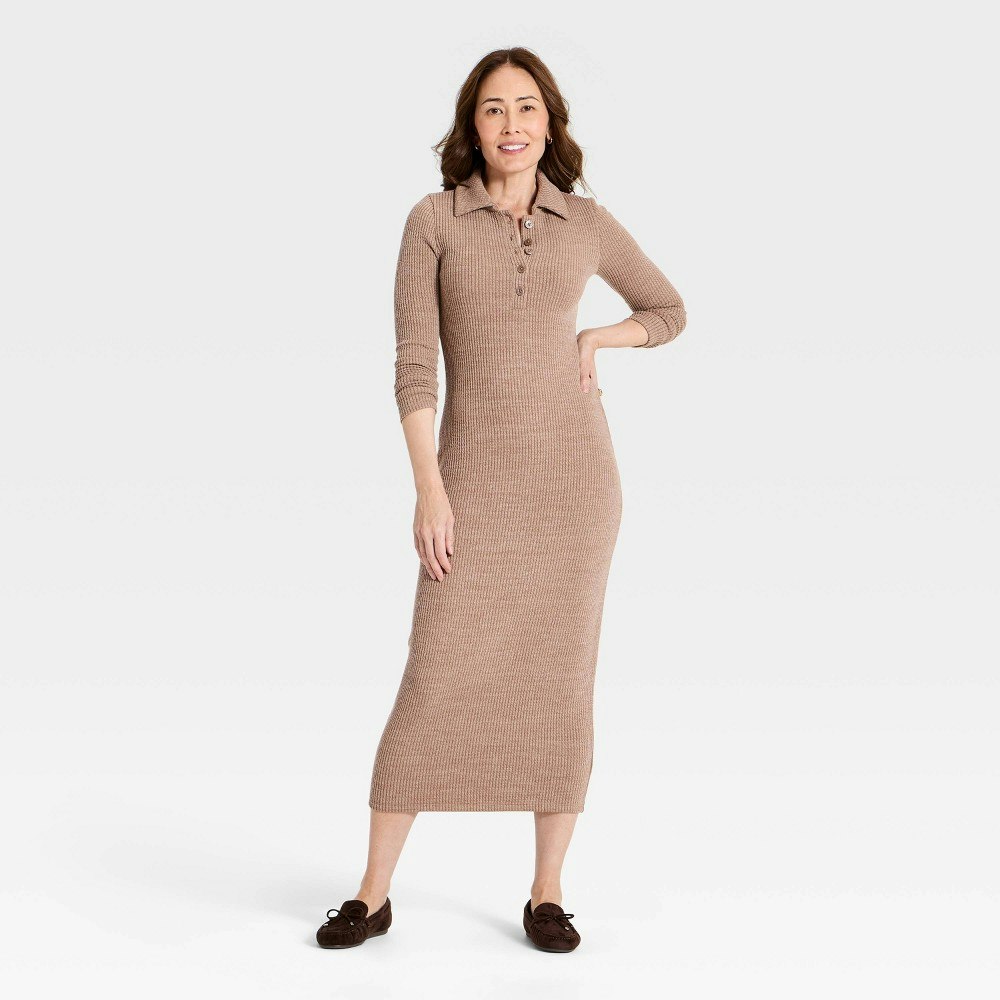 Universal Thread Women's Long Sleeve Polo Midi Dress: $35 Universal Thread Women's Long Sleeve Polo Midi Dress: $35