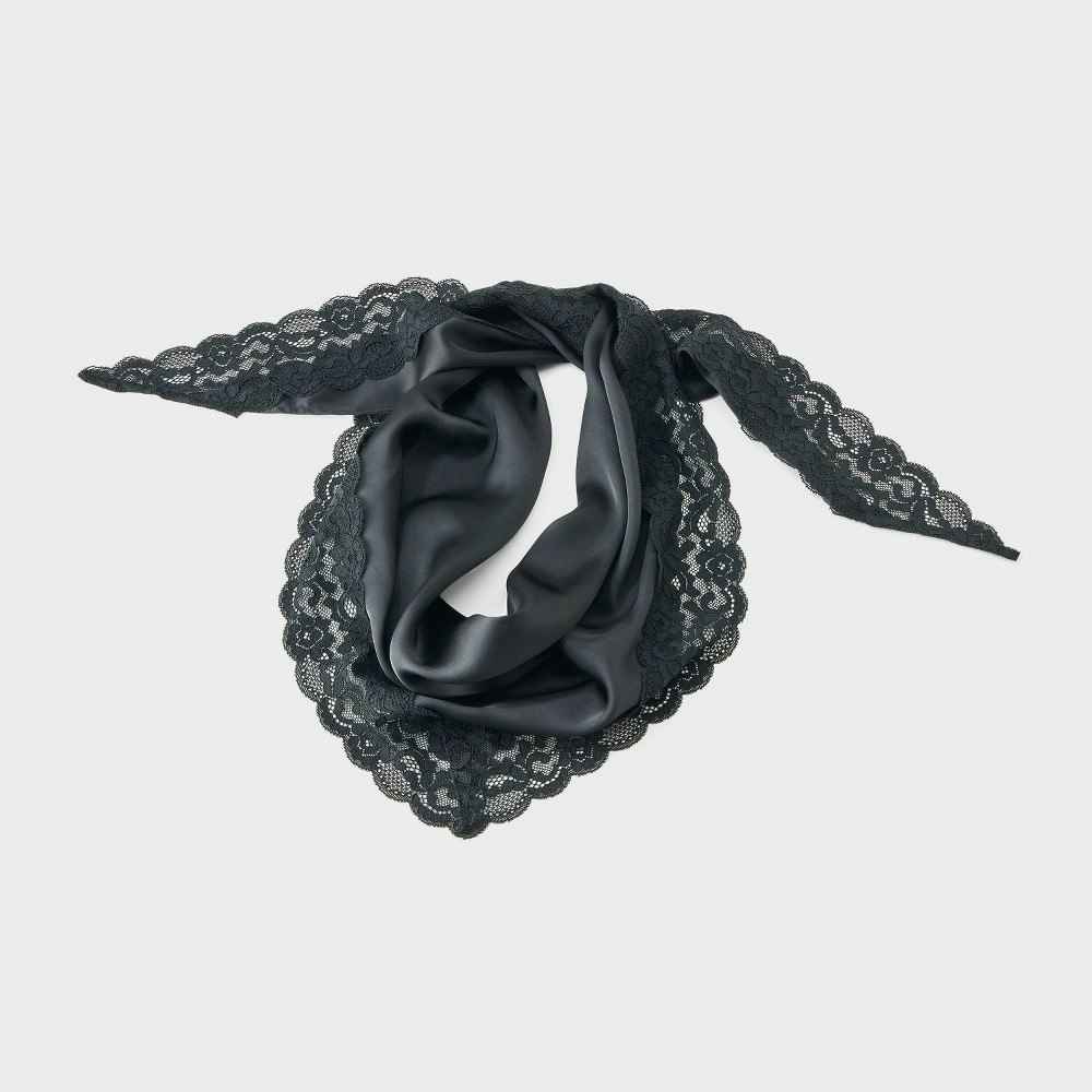 A New Day Satin Lace Edge Triangle Scarf: $15