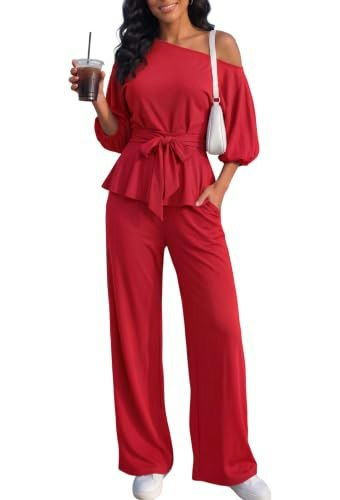Agseem Women's Peplum Top and Pants 2-Piece Set: $36.99 Agseem Women's Peplum Top and Pants 2-Piece Set: $36.99