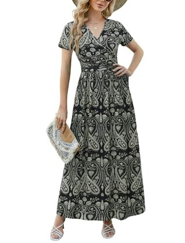 Anrilita Women's Casual Short Sleeve A-Line Maxi Dress: $19.98 Anrilita Women's Casual Short Sleeve A-Line Maxi Dress: $19.98